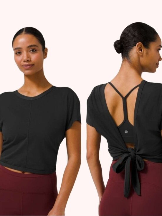 lululemon athletica Tops - LULULEMON It's a Tie 4-Way Wrap Tee Pima Cotton Women's Size 6 Black